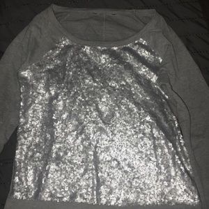 gray long sleeve shirt with sequins